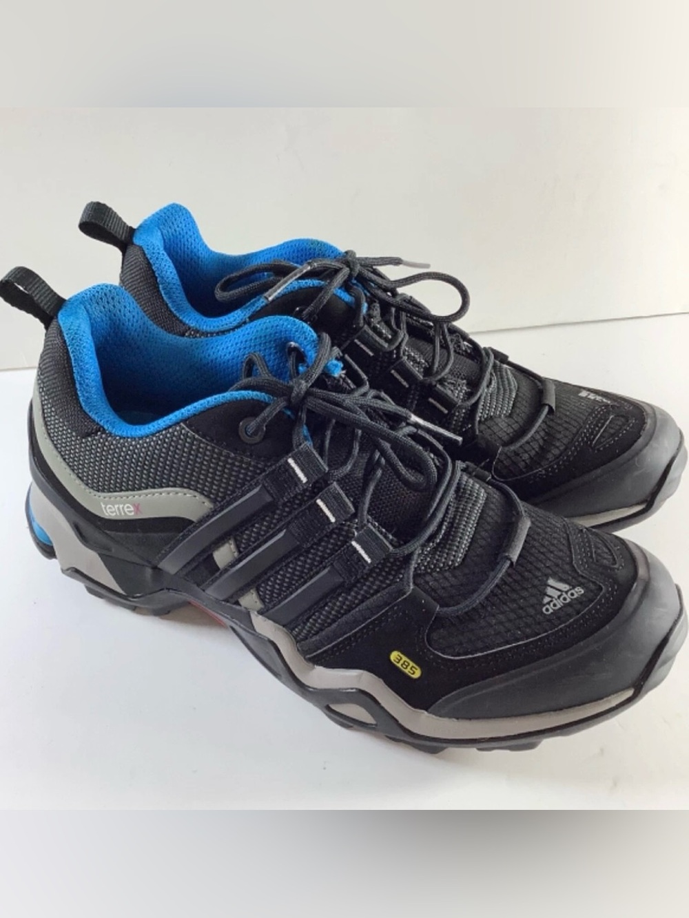 Adidas Terrex 385 Outdoor Ortholite Trail Hiking Shoes Black Blue Men 6.5